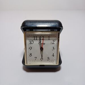 Vintage Equity Travel Alarm Mechanical Clock Compact Foldable Working see pictur